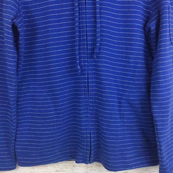 VTG Liz Claiborne Hoodie Blue Silver Metallic Striped Full Zip Women's M - Picture 3 of 13